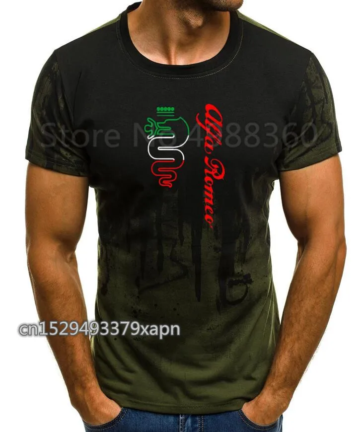 Футболка мужская с круглым вырезом тенниска коротким рукавом принтом Alfa Romeo Auto