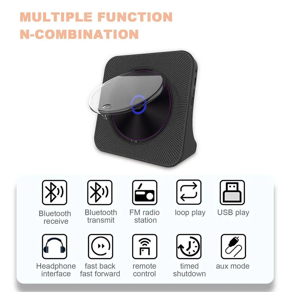 Домашний CD-плеер Bluetooth-совместимый Fm-радио настенный Портативный ретро-плеер 3 5
