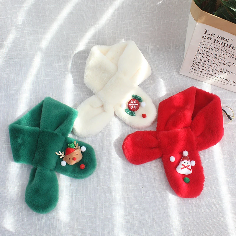 

New Winter Plush Cartoon Children's Scarves Christmas Scarves Imitation Rabbit Scarf Baby Boys Girls Plush Neck Warm Scarves