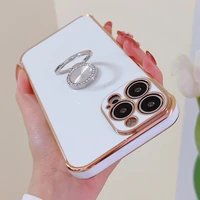 luxury plating glitter ring holder case for iphone 11 12 13 pro max mini xr x xs max 7 8 plus side love heart pattern back cover