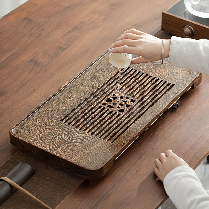 

Gong Fu сервировочные чайные подносы, маленькие Роскошные винтажные китайские чайные подносы, деревянные дренажные прямоугольные тройники, о...