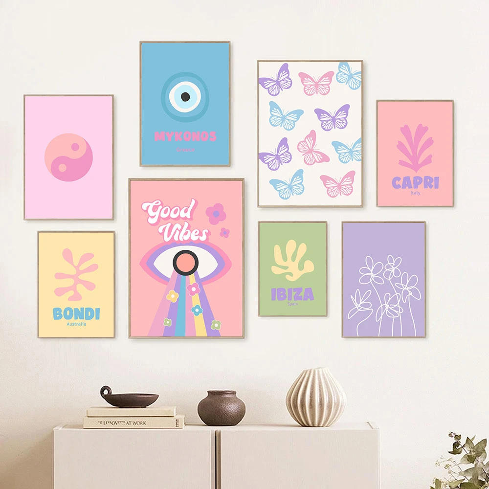 Настенная картина с листьями кораллов бабочками глазами ибицей скандинавские