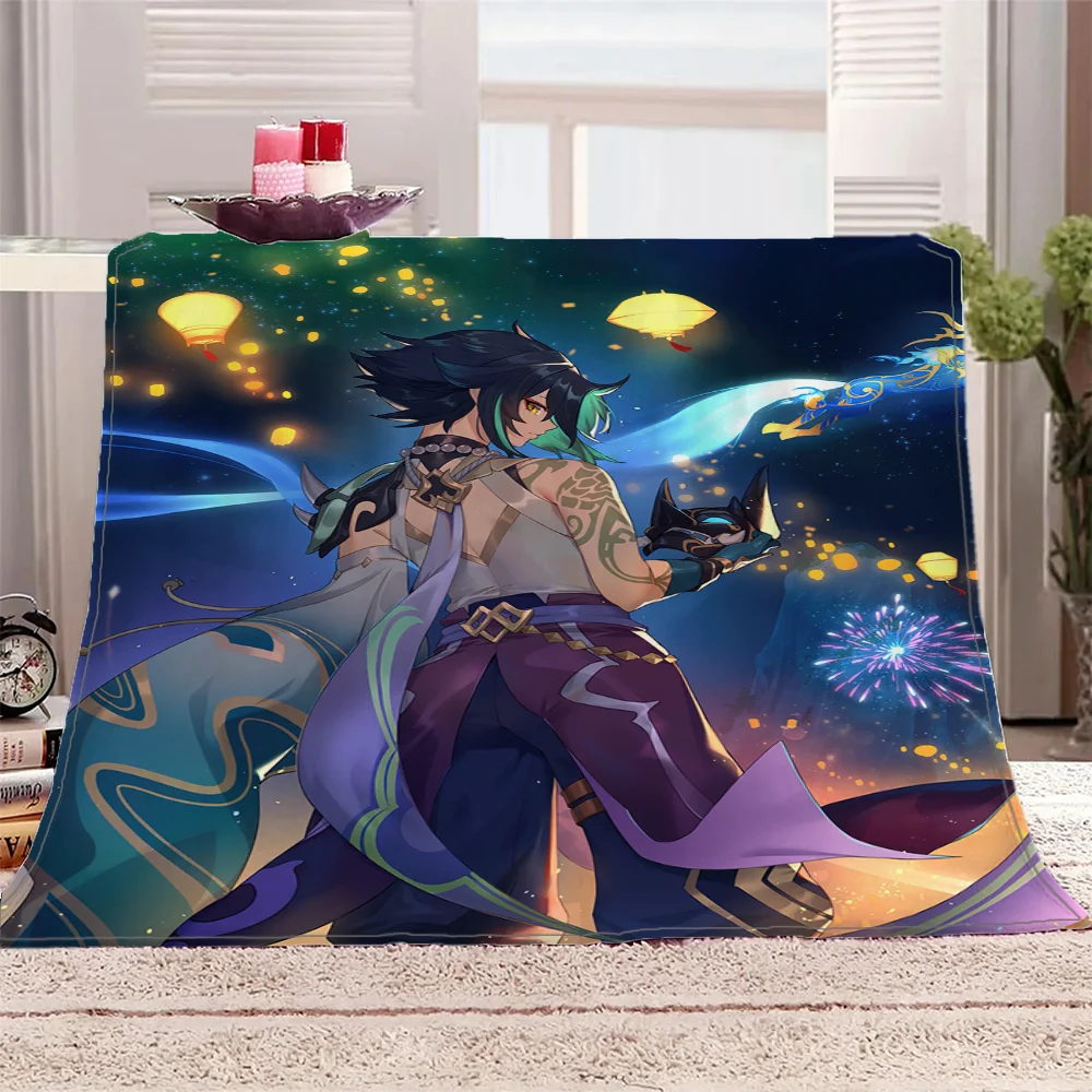 Мягкое Плюшевое Одеяло Genshin Для Декоративного Дивана Наколенник