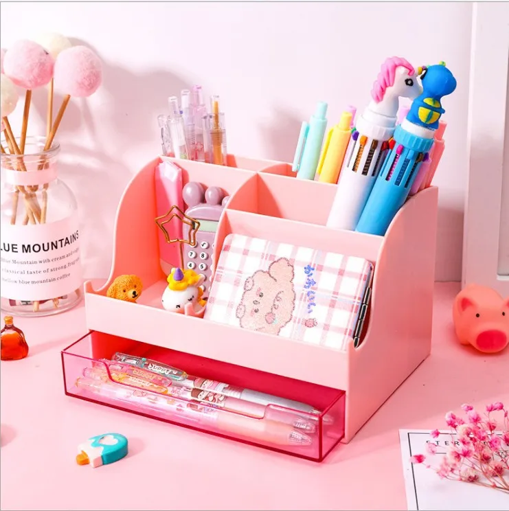 

Desk Organizer Drawer Large Storage Box Elephant Pen Holder Stationery Office Rack Dresser Make Up Storage Phone Stand