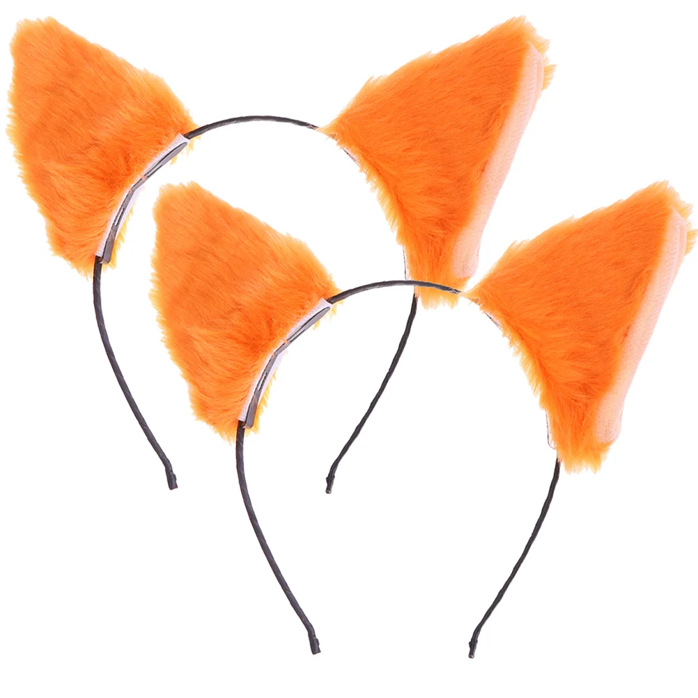 

2 Pcs Headgear Headphones Headband Cosplay Headdress Car Fancy Cat Ears Headbands Faux Rabbit Fur Animal Hair Hoops Party Furry