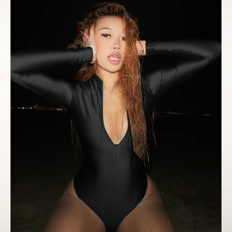 Женское боди серебристо-коричневое черное пикантное облегающее на молнии