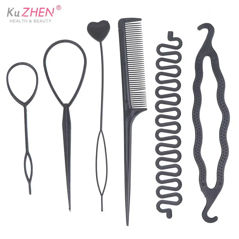 

6pcs/set Hairstyle Braiding Tools Pull-through Hair Needle Hair Dispenser Disk Braid Styling Hairpins Hair Clips Hairstyle