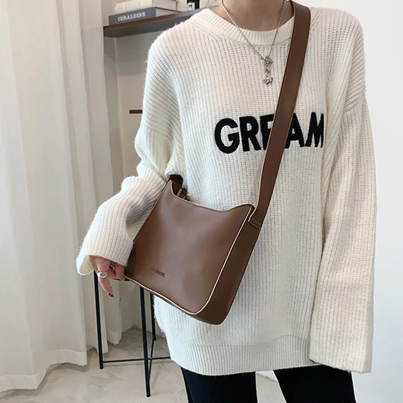 Модная новая вместительная сумка-тоут через плечо в стиле ретро