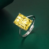 new temperament rectangular purple single diamond ring fashion color treasure opening ring female inlaid green crystal bracelet