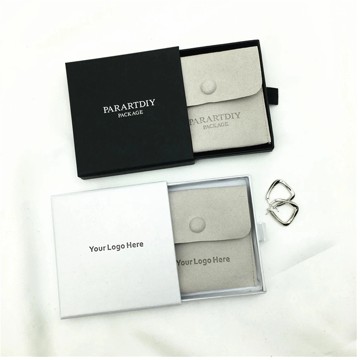 50 gray personalized logo printing snap bag custom jewelry bag ring earring gift bag packaging bag free shipping