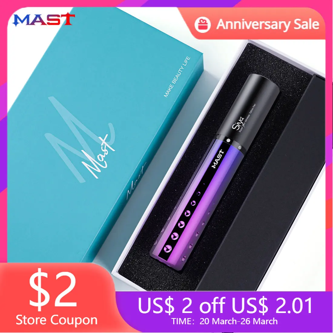 Mast Tour Siya Wireless Battery Tattoo Machine Permanent Makeup Rotary Pen Digital LED Display for Semi-Permanent Makeup Tools