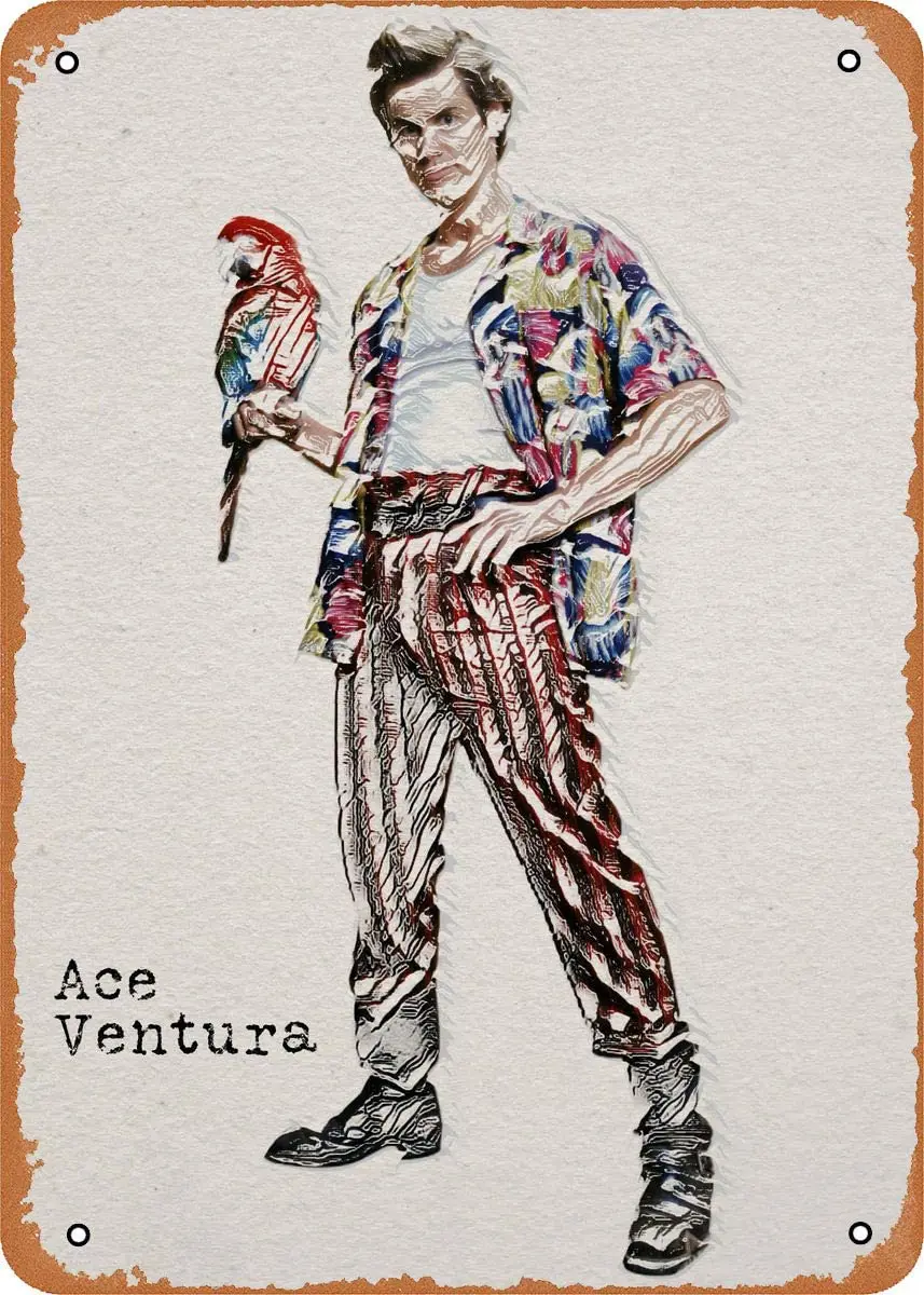 

Oulili винтажный металлический знак Ace Ventura персонаж из фильма Эскиз 8x12 дюймов жестяной знак для дома Бар Паб Гараж Декор подарки