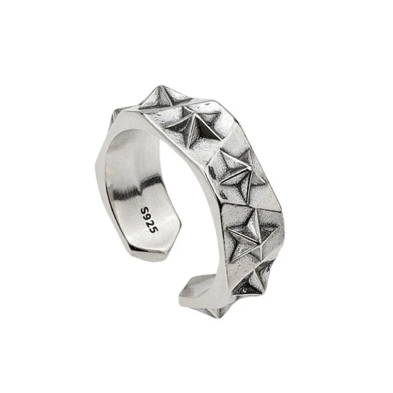 

Coconal Fashion Five-pointed Star Multi-faceted Trendy Pentagram Resizable Ring for Women Men Hio Hop Gothic Punk Luxury Jewelry
