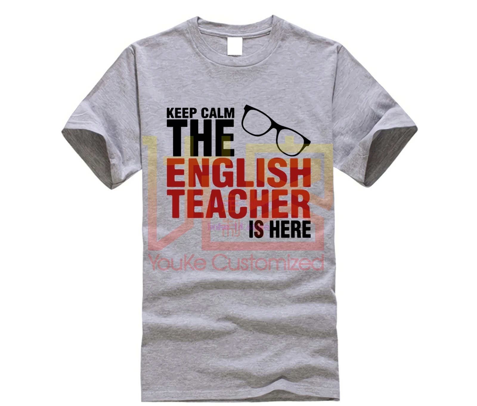 

Забавная Футболка Keep Calm с учителем английского языка, Мужская хлопковая футболка с коротким рукавом, топы, футболки