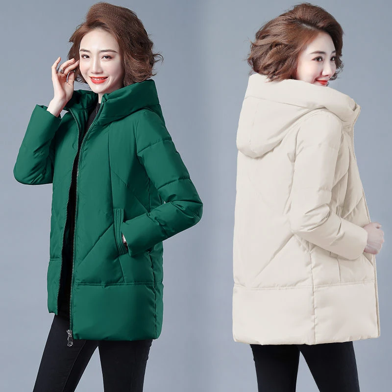 Women Long Down Jacket 2022 New Fashion Winter Warm Thicken Jacket Outdoor Hooded Slim Cotton Coat Solid Zipper Parkas Outerwear