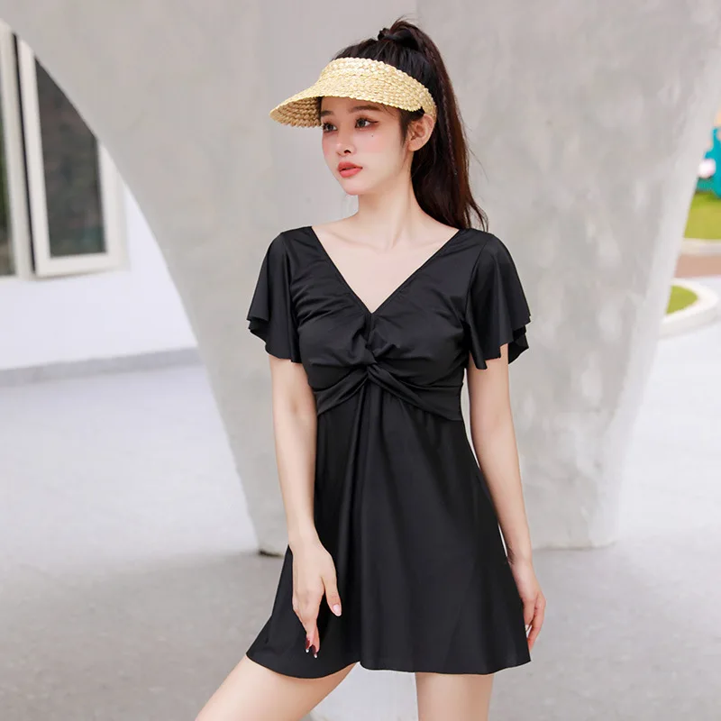 

2023 High Waist Swimsuit Female Push Up Bathing Suits Black Tankini Swimsuits Plus Size Swimwear Women Skirt Beachwear Dropship