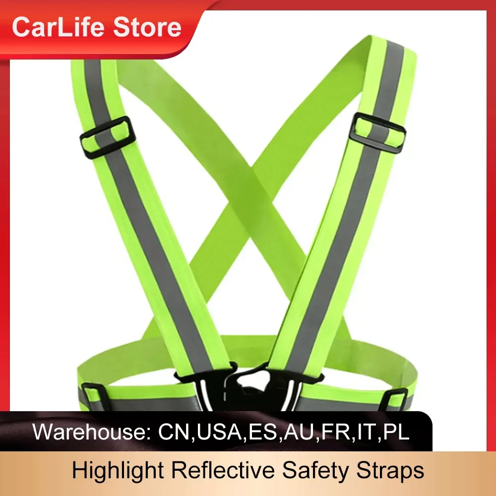 

Highlight Reflective Straps Reflective Safety Jacket Night Work Security Running Cycling Safety Reflective Vest High Visibility