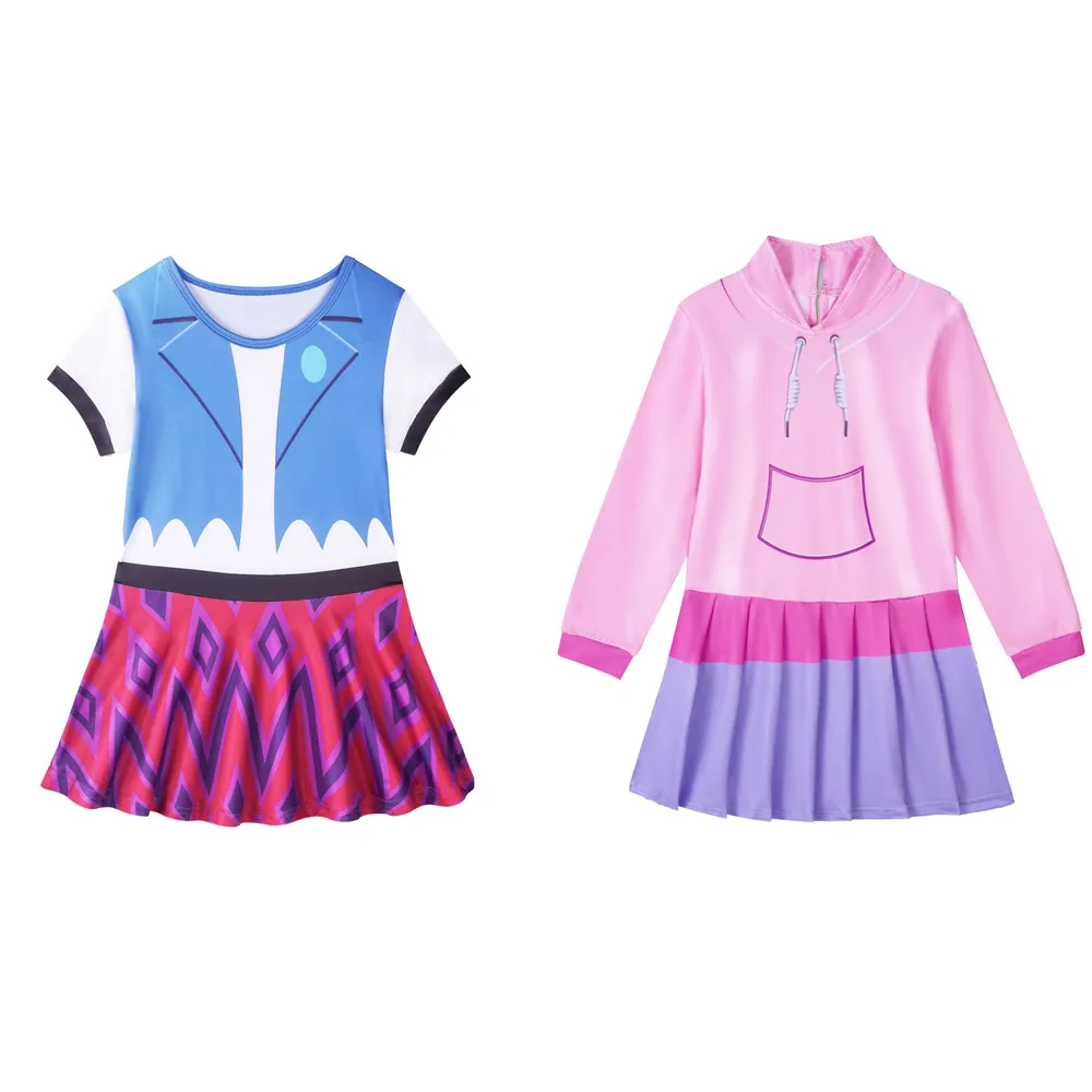 

The Girl Molly McGee Cosplay Costume Pink Purple Dress Halloween Carnival Outft for Kids Girls