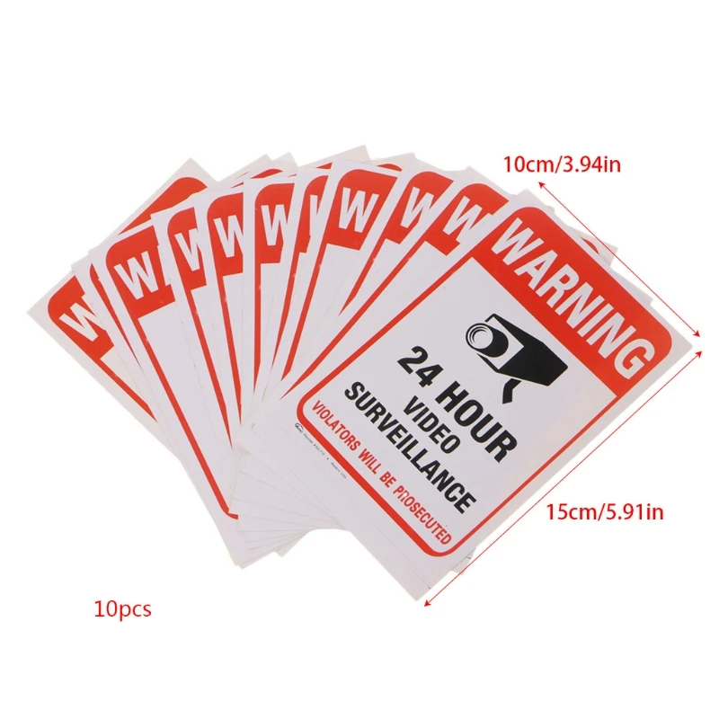 

OFBK 10pcs/lot Waterproof PVC CCTV Video Security Sticker Warning Signs