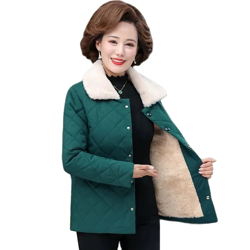 Women Cotton Coat New Autumn Winter Jackets Short Lamb Thicke Warm Jacket Parkas Outwear 5XL Basic Mother Coats Overcoat