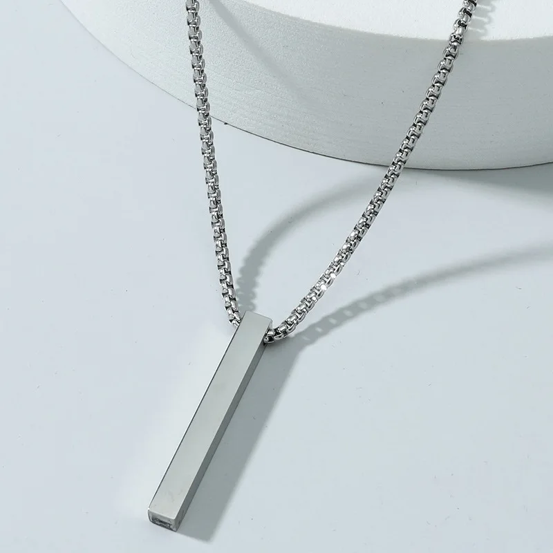 

Stainless Steel Boys Necklace Stereo Pillar Pendant Punk Personality Accessories Jewelry Factory Wholesale