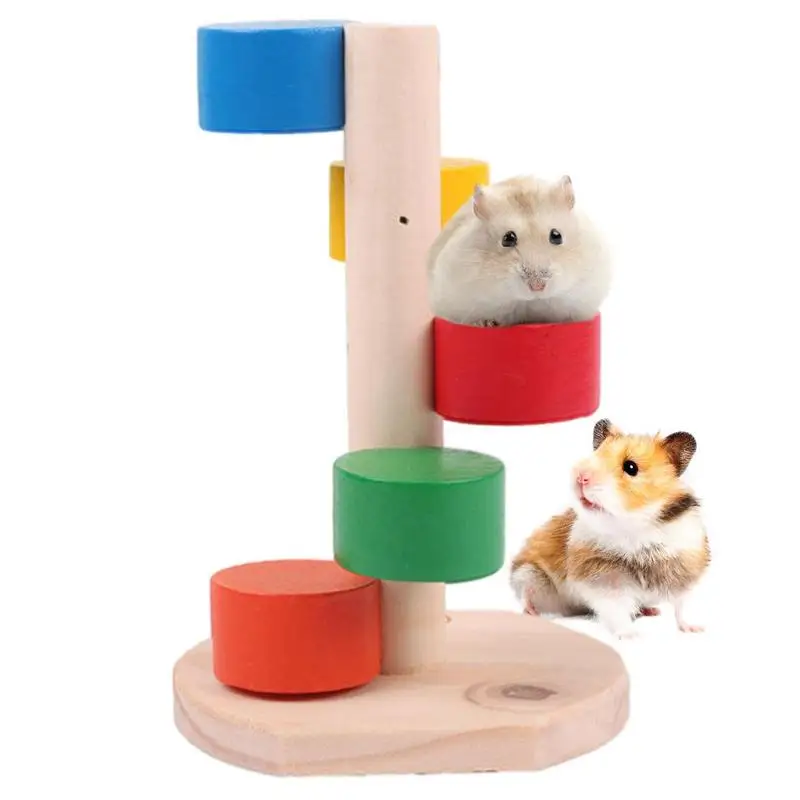

Hamster Stairs Climbing Toy Wooden Colorful Pet Mouse Teething Toy For Hamster Guinea Pig Gerbil Small Animal Casual Toy