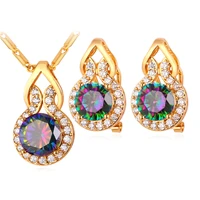collare big austrian crystal jewelry sets for women goldsilver color new fashion round earrings necklace set crystal s196