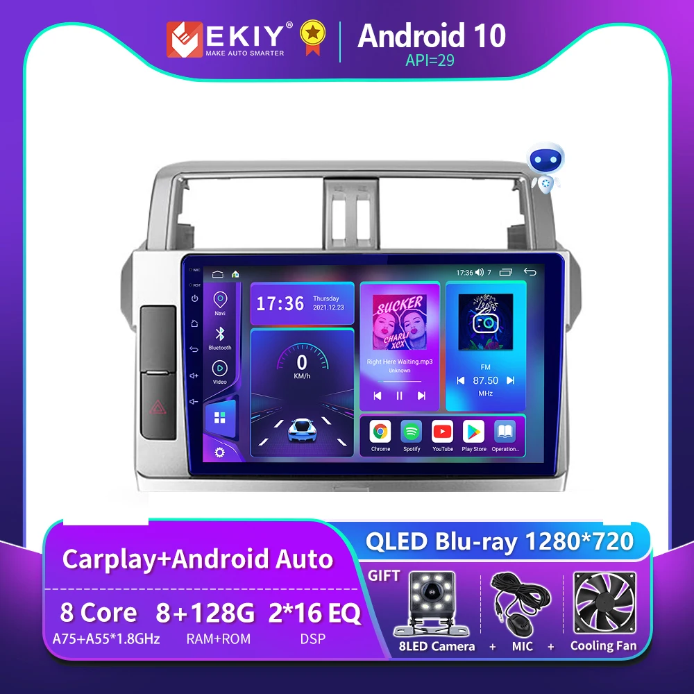 

EKIY T900 Android 10 автомобильное радио для Toyota Land Cruiser Prado 150 2013-2017 мультимедийный плеер Carplay навигация GPS No 2din DVD