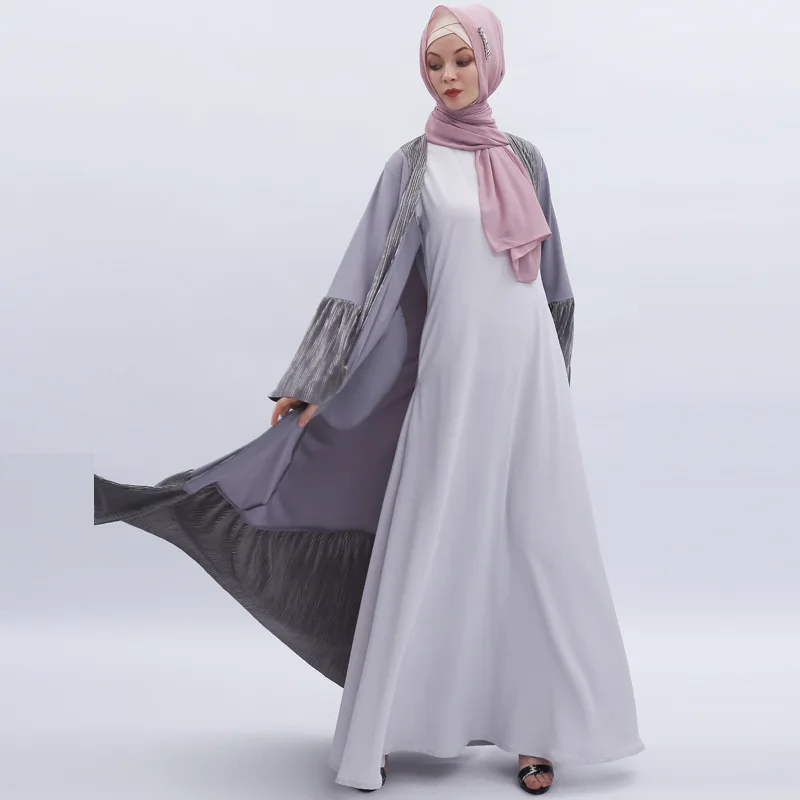 Женское длинное платье Рамадан, элегантное лоскутное платье с поясом и длинными расклешенными рукавами, макси-кимоно, кардиган, летняя Араб...
