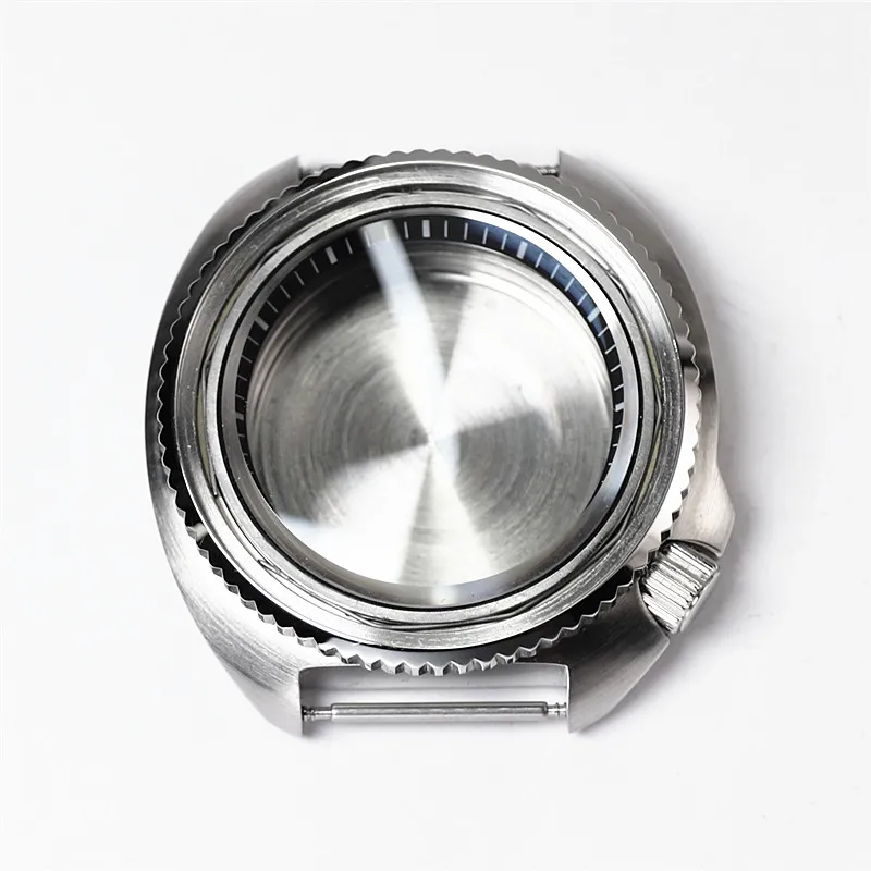 43mm Turtle Steel Sapphire Crystal Case With Ceramic Bezel Insert Waterproof For Seiko Nh35 Nh36 Movement 28.5mm Dial Watch Mod