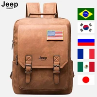 jeep buluo men leather backpacks travel multi male mochila military camouflage style men 14 laptop school bag college style