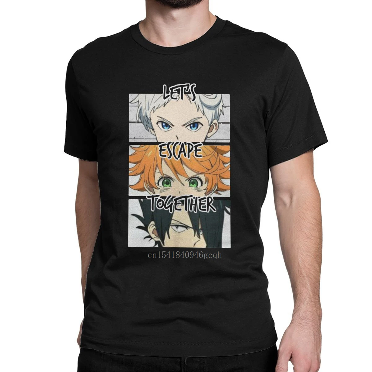 

Men The Promised Neverland T Shirts Emma Norman Ray Cotton Tops Awesome Short Sleeve Round Neck Tee Shirt Plus Size T-Shirt