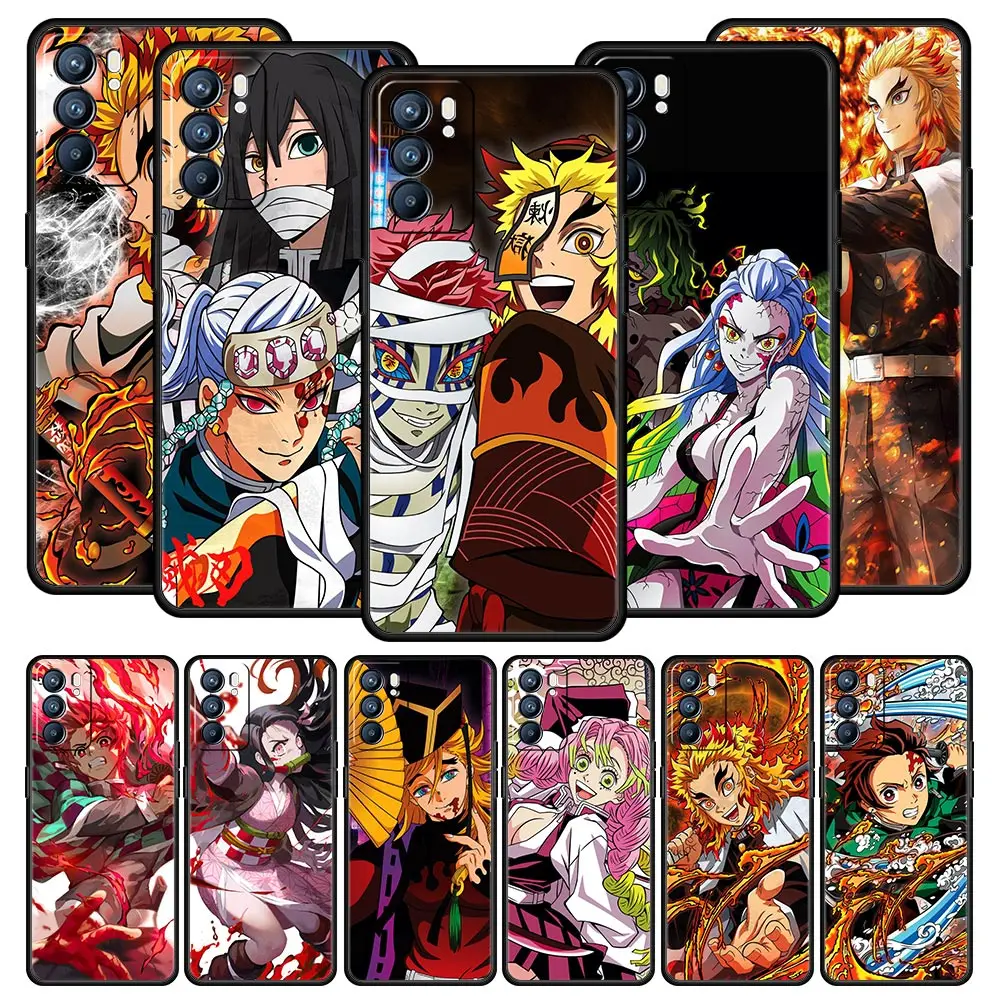 

Demon Slayer Anime Kimetsu Case For OPPO A74 A54 A53 A52 A9 2020 A16 A15 A12 A76 A95 Reno7 SE Reno6 Z Find X5 Pro 5G Phone Cover