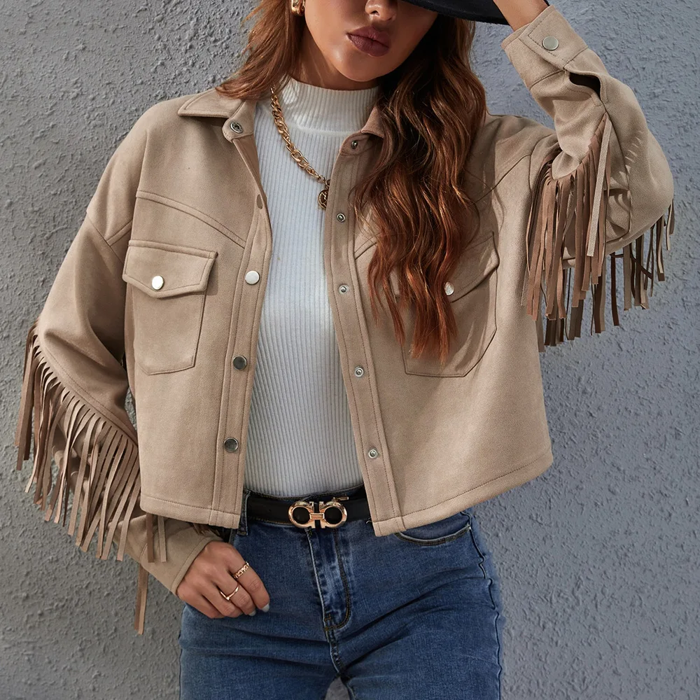 

Autumn and Winter 2022 New Fashion Women's Jacket Motorcycle Style Top Tassel Casual Short Coat