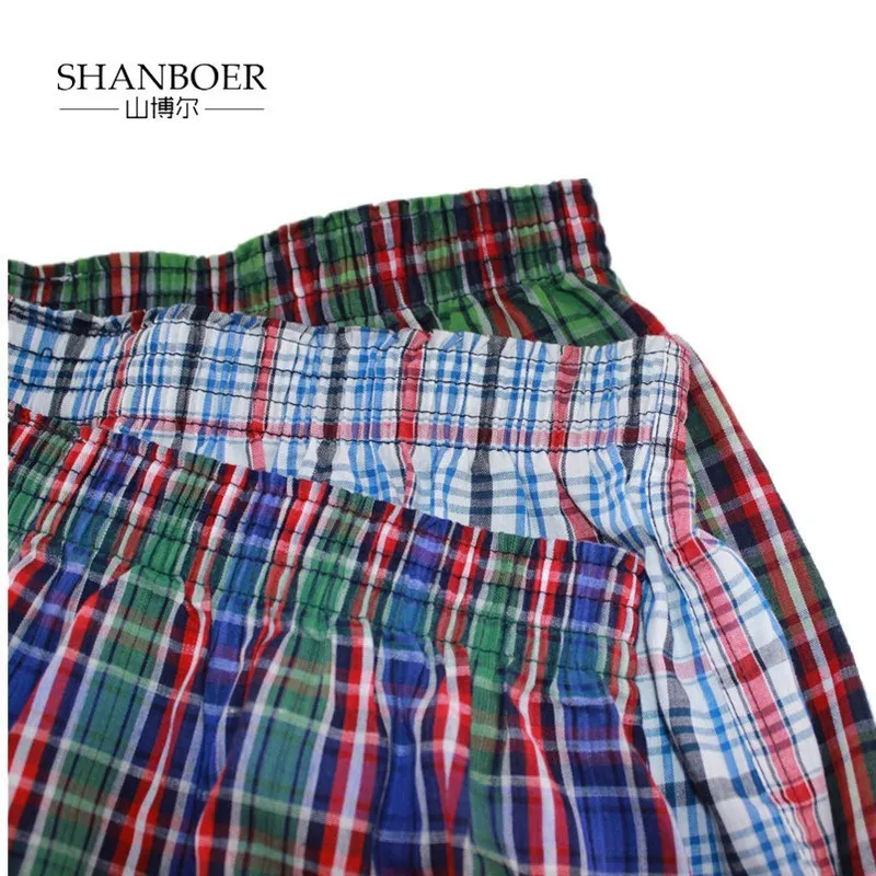 Shanboer 4PCS/lot Mens Underwear Boxers Loose Shorts Men'S Panties Cotton male Large classic Plaid Arrow Pants Plus Size 4XL