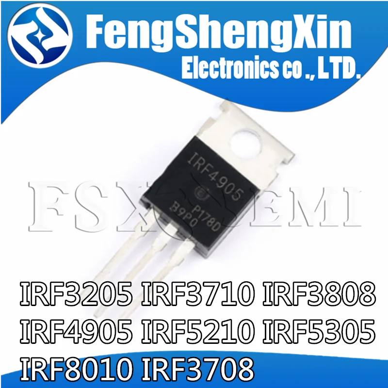 10 шт. транзистор IRF3205 TO-220 MOSFET IRF3710 IRF3808 IRF4905 IRF5210 IRF5305 IRF8010 IRF3710PBF IRF3808PBF IRF4905PBF IRF3708 |