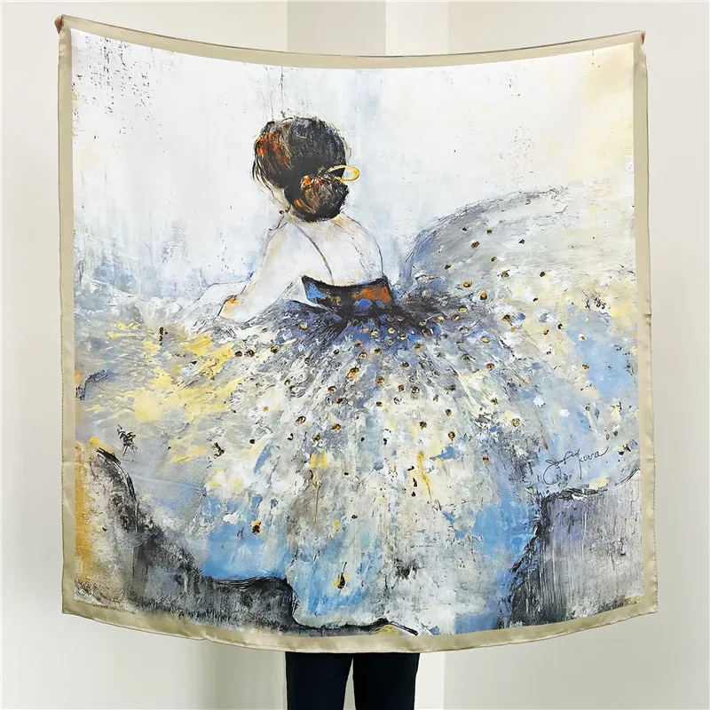 

Мягкие Гладкие шарфы из 100% натурального шелка, Женская Большая квадратная шаль, шелковая накидка, 110*110 см