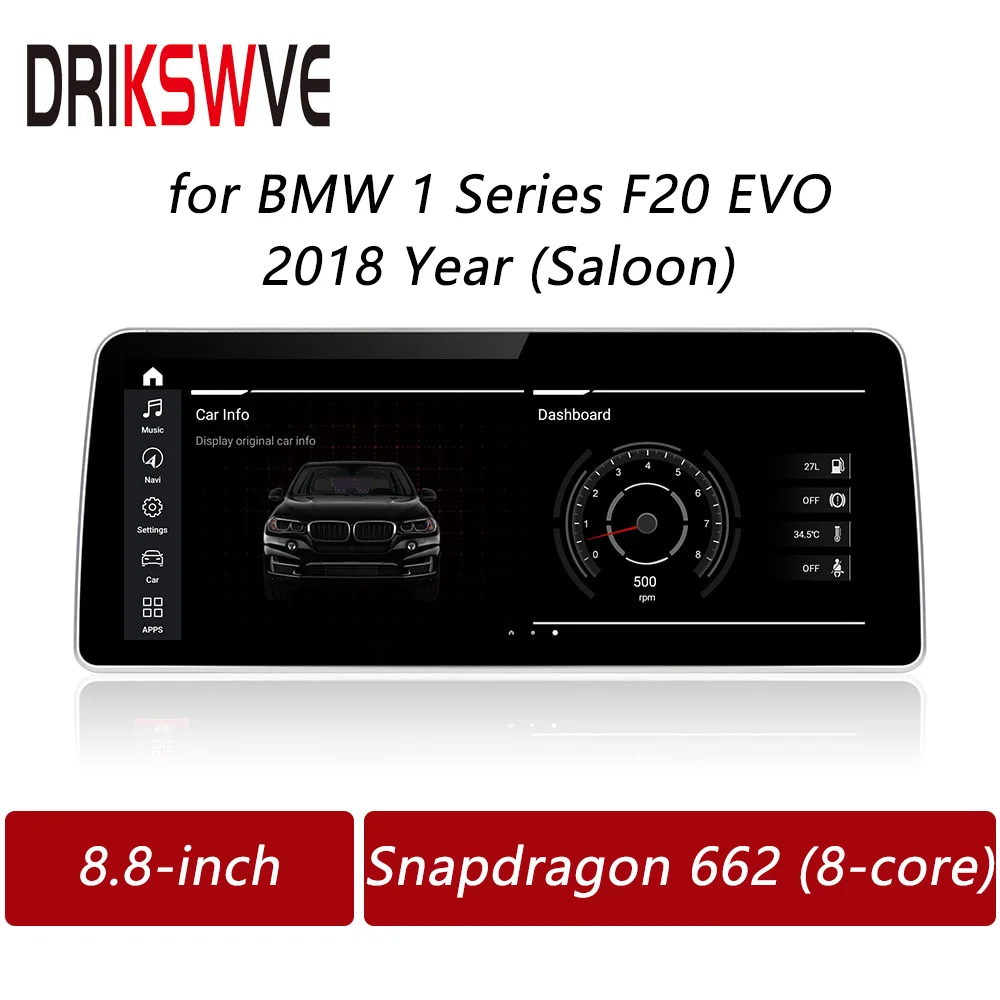 

DRIKSWVE Qualcomm Android Auto Multimedia Player Radio for BMW 1 Series Saloon F20 F21 F23 EVO System GPS Navigation Mirror Link