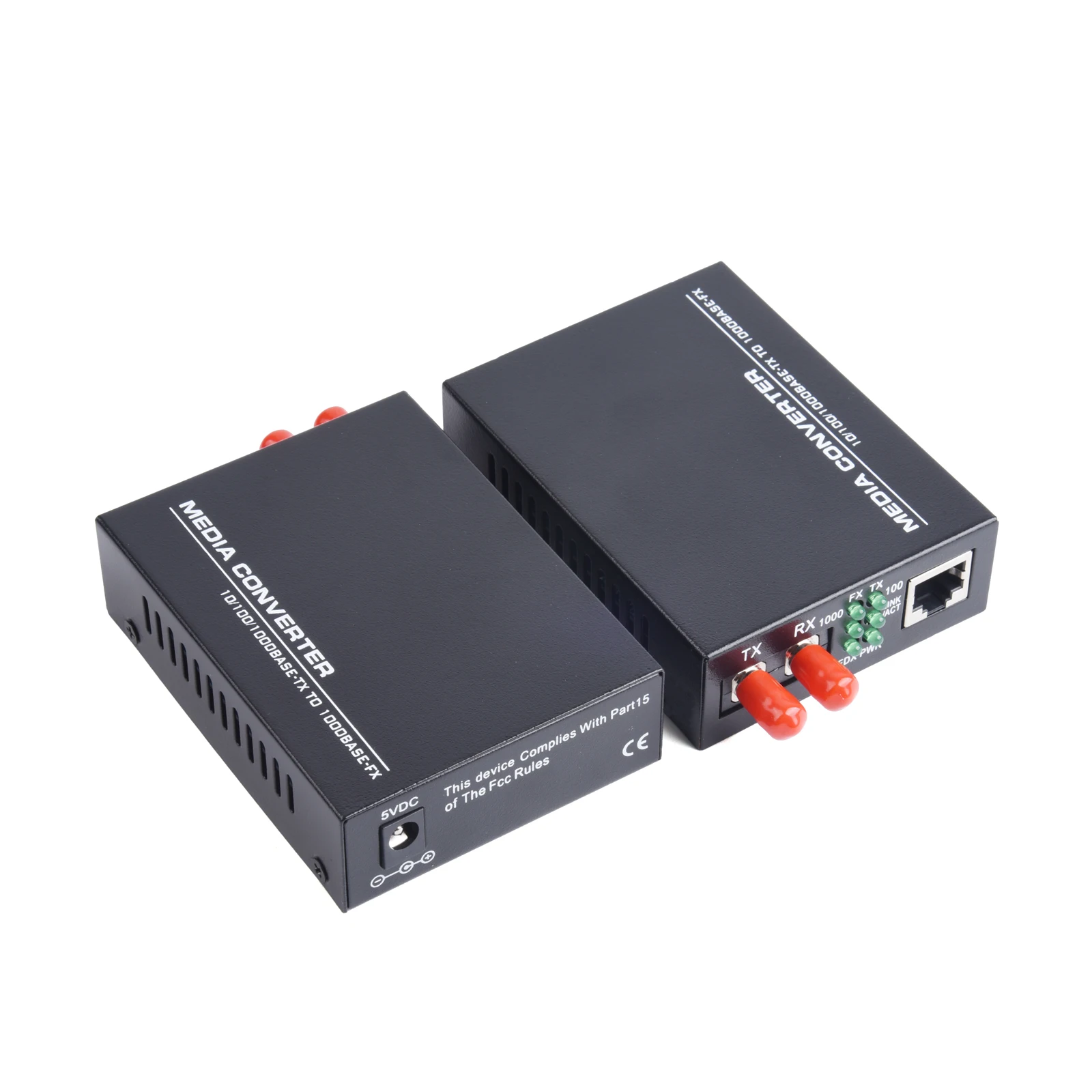 Gigabit Fiber Optical Media Converter Switch 100/1000M Single Mode Multimode UPC/APC 2 ST-Port to 1 RJ45 Fiber Transceiver Kit