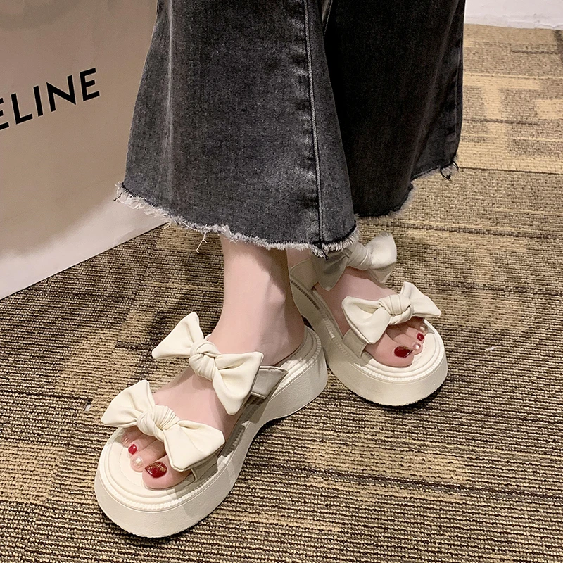 

Women's Shoes 2023 High Quality Modern Slippers Women's Slippers New Platform Casual Slippers Women Butterfly-knot Shoes Women