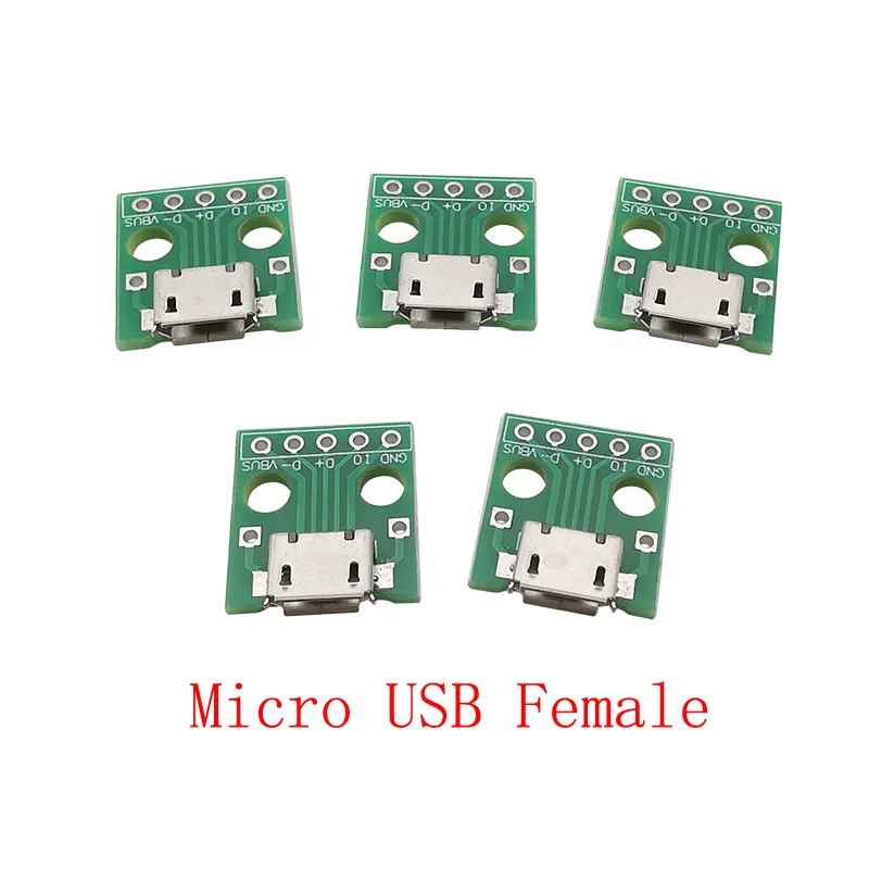 

Разъем Micro USB «мама» на печатную плату, 5 Pin, 2,54 мм