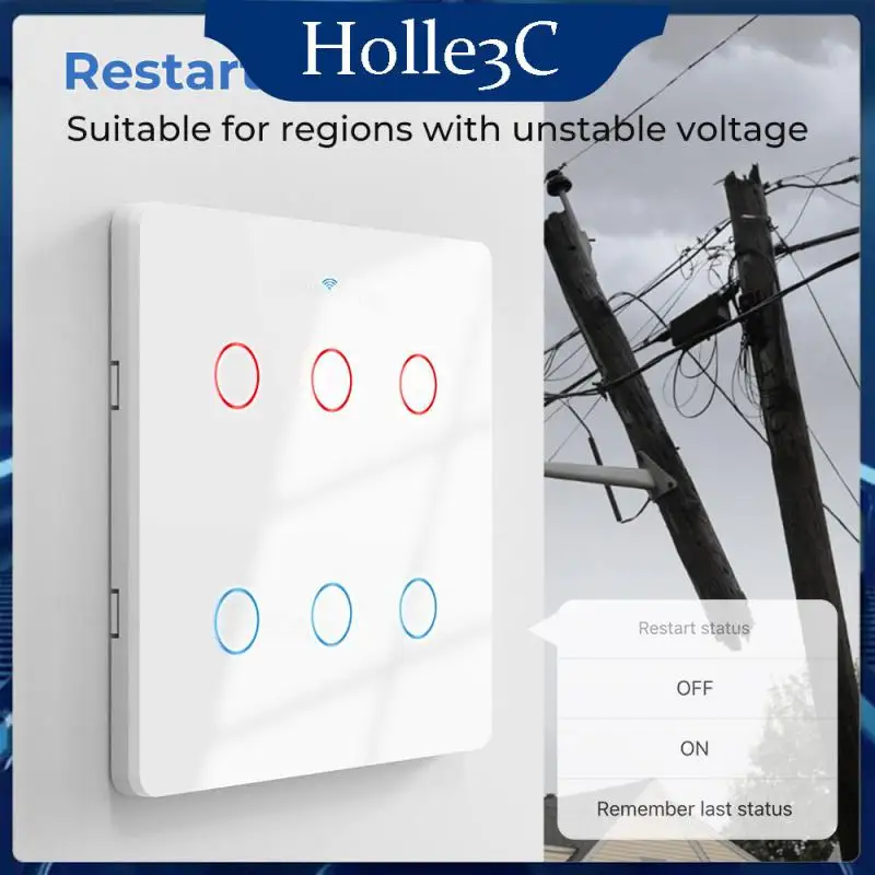 

Ac110 240v Tempered Glass Graffiti Smart Switch 10a Wifi Touch Switches Timing Wall Switch Smart Home Flame Retardant Portable