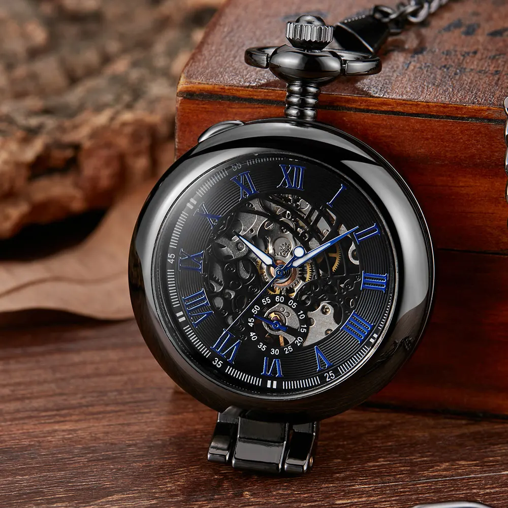 BENNEVIS Vintage Retro Sculpture Tree Pattern Mechanical Pocket Watch Men Women Bronze FOB Hand Wind Roman Numerals