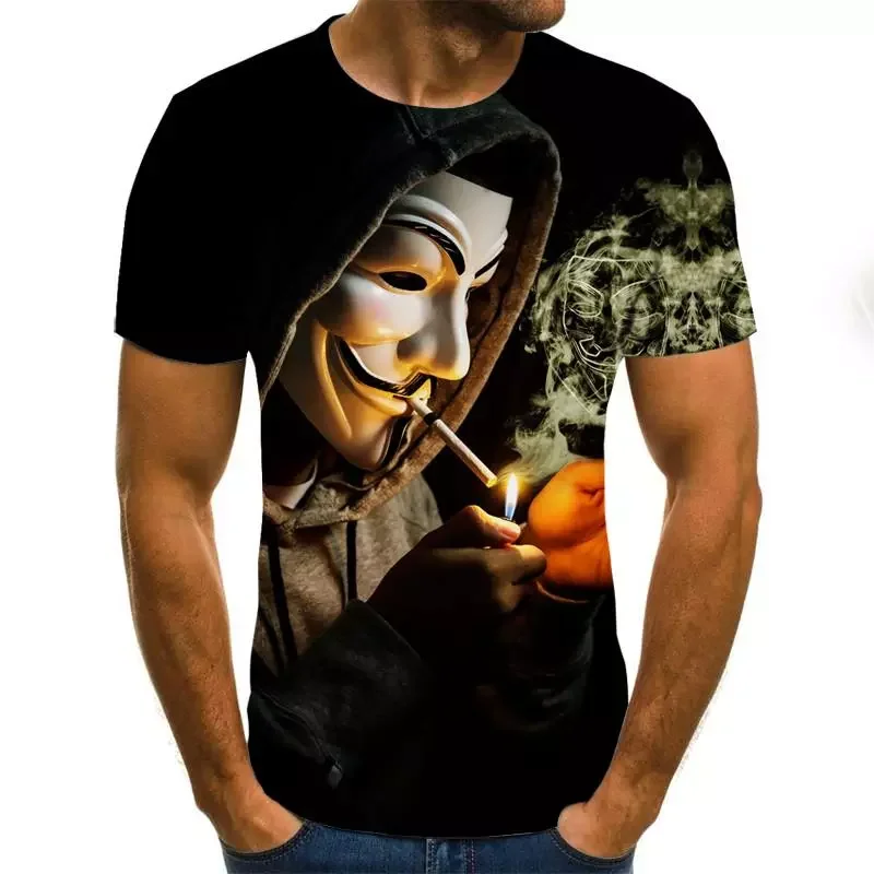 

NEW IN Printed T Shirt Men Joker Face Casual O-neck Male Tshirt Clown Short Sleeve Funny T Shirts 2020 Summer Tee Shirt Homme