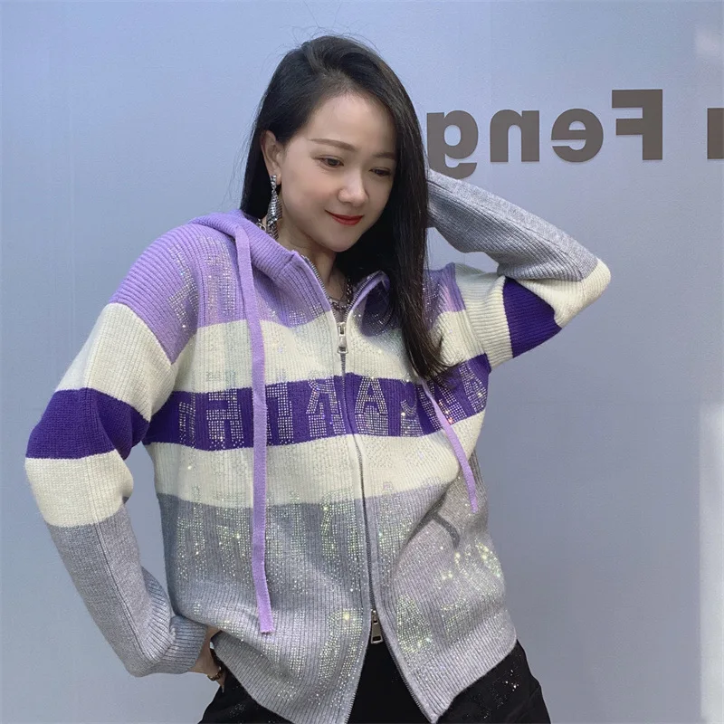

Sparkle Sequins Letter Cardigan Plus Size Colorblocked Knitted Coat Women Autumn Winter Casual Sweater Outwear Clothing Свитер