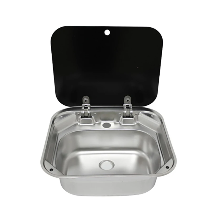 Караван для кемпинга раковина ручной умывальника из нержавеющей стали с крышкой
