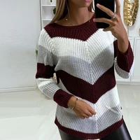 autumn women elegant o neck warm knitted sweaters fashion striped long sleeve tops pullovers 2021 winter casual sweaters lady