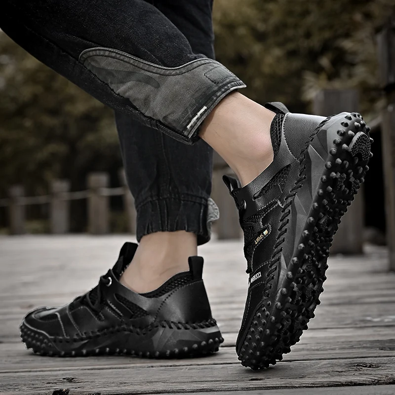 Summer Breathable Men's Golf Shoes Men's Outdoor Non-slip Golf Shoes White Mesh Golf Training Shoes Men's Comfortable Golf Shoes