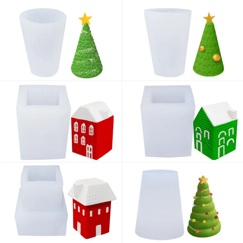 Large Christmas Scented Silicone Candle Mold DIY New Santa Tree Gypsum Handmade Soap Cake Chocolate Molds Resin Making