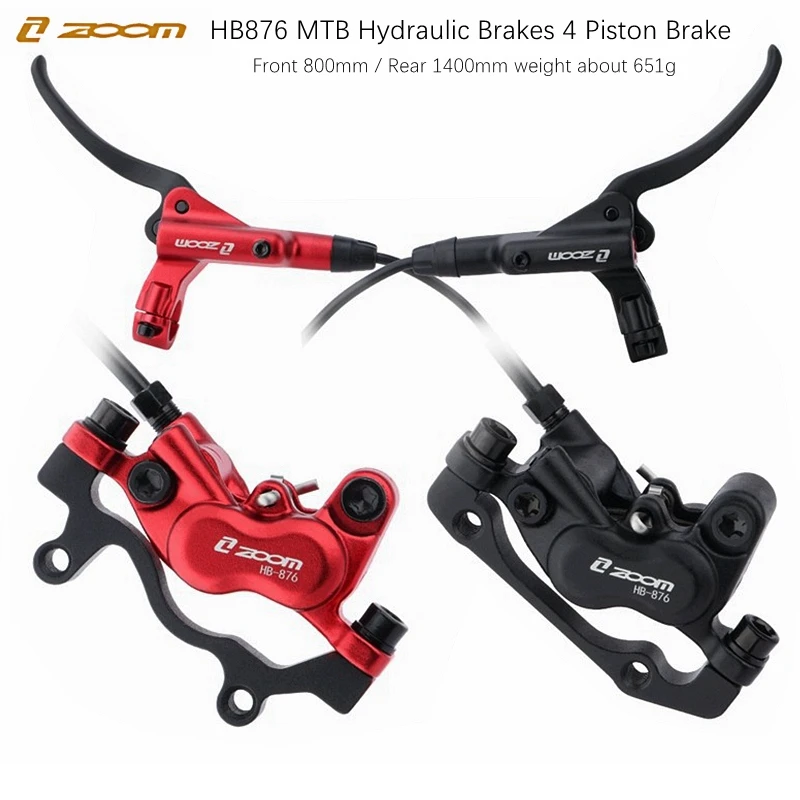 

ZOOM HB876 MTB Bicycle Hydraulic Brakes 4 Pushes Piston Front 800mm rear 1400mm Mountain Bike Oil Brake 160mm Disc Bicycle Parts